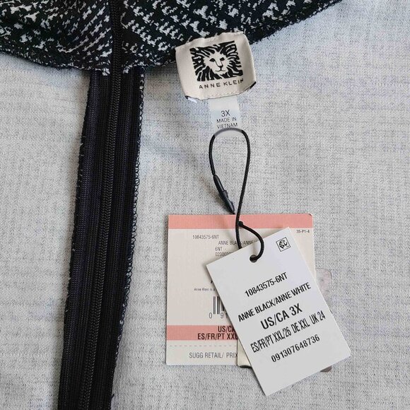 ANNE KLEIN Plus Size B/W Mock Neck Sleeveless Tunic ~ 3X NWT - Picture 3 of 8